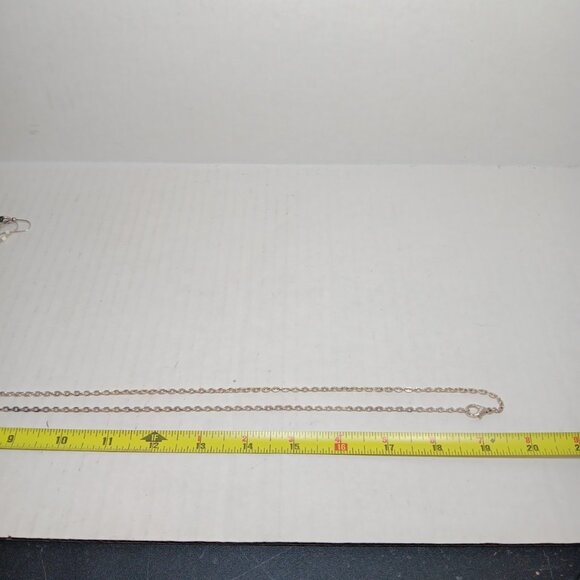 Vtg Sterling?? Untested Natural Hematite Oval Pendant on Rope Chain And Earrings - Picture 6 of 7